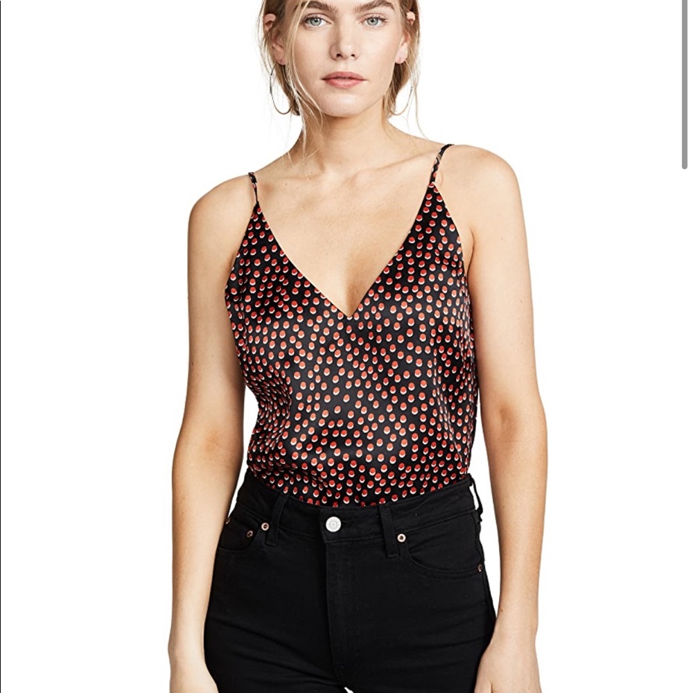 L’AGENCE Gabriella V-Neck silk Cami in Black Multi